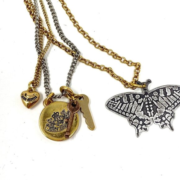 Juicy Couture Multi-Chain Layered Butterfly, Bird, Heart, Keys Pendant Necklace - Picture 6 of 7